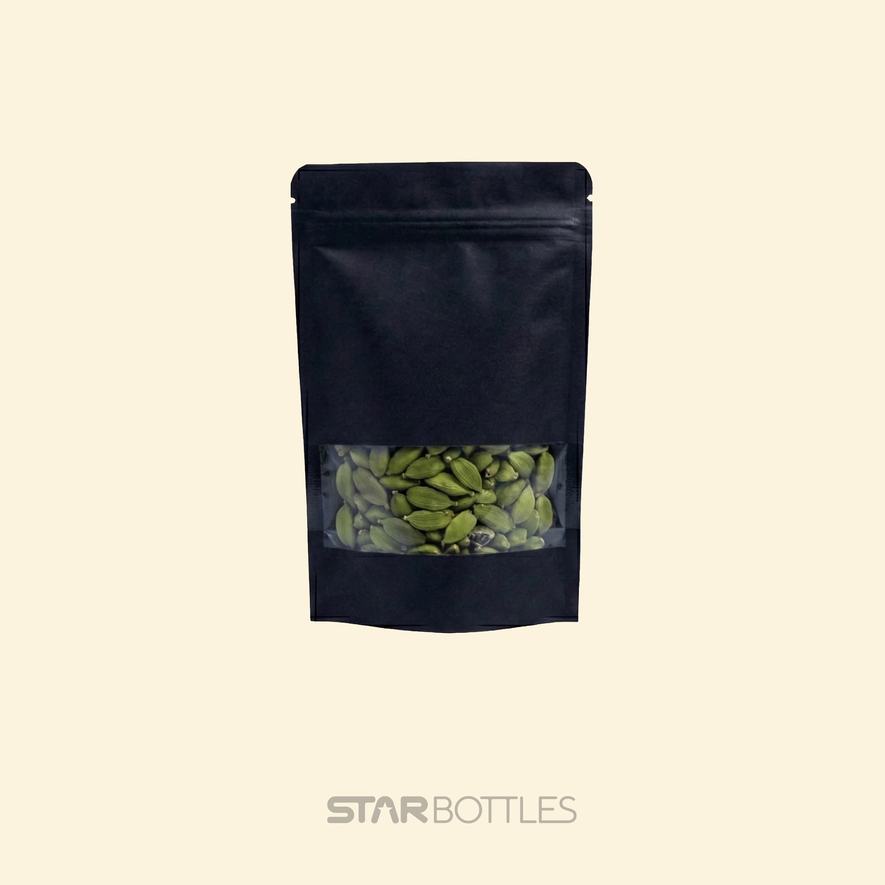 200 GM WINDOW POUCH BLACK ZIP