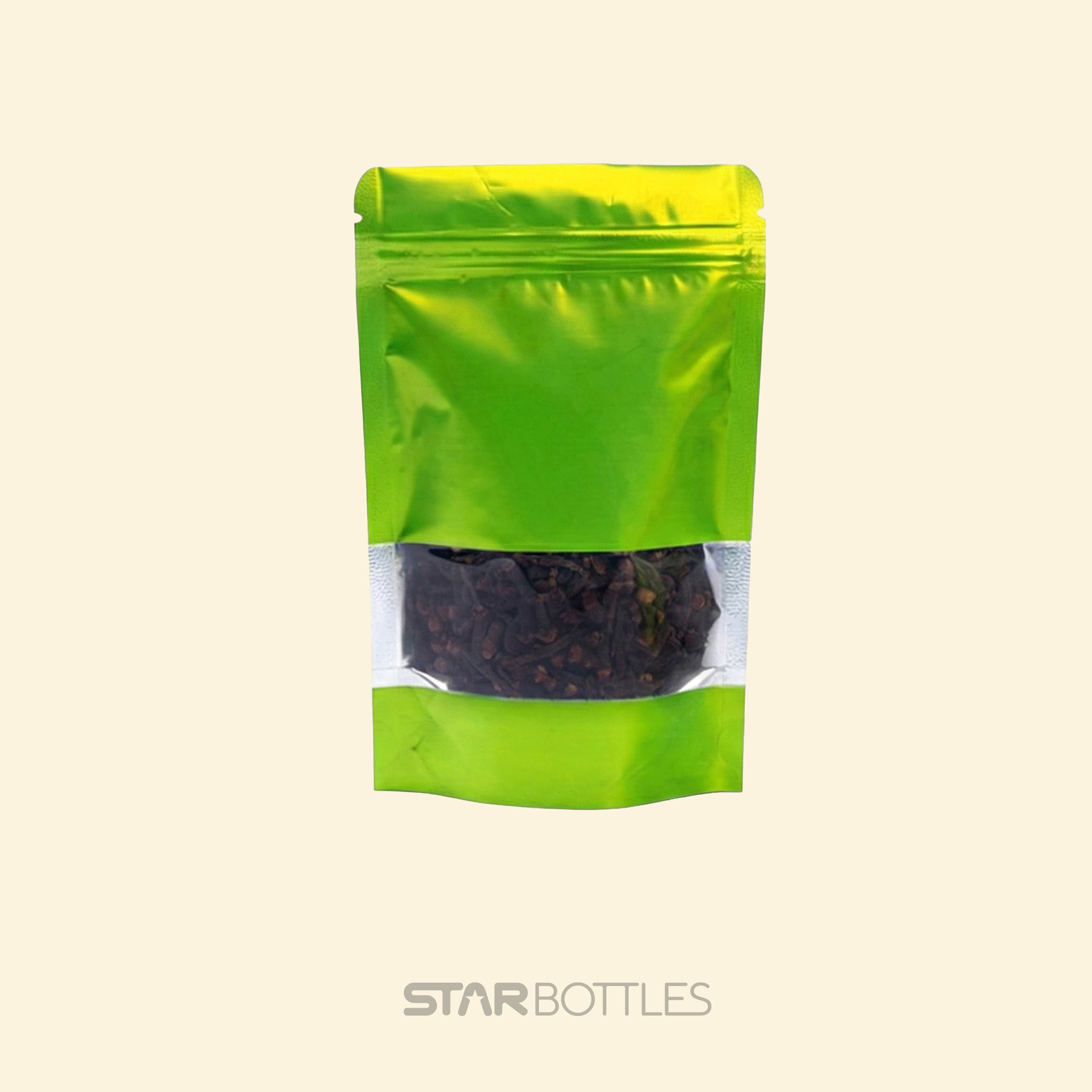 200 GM WINDOW POUCH GREEN ZIP