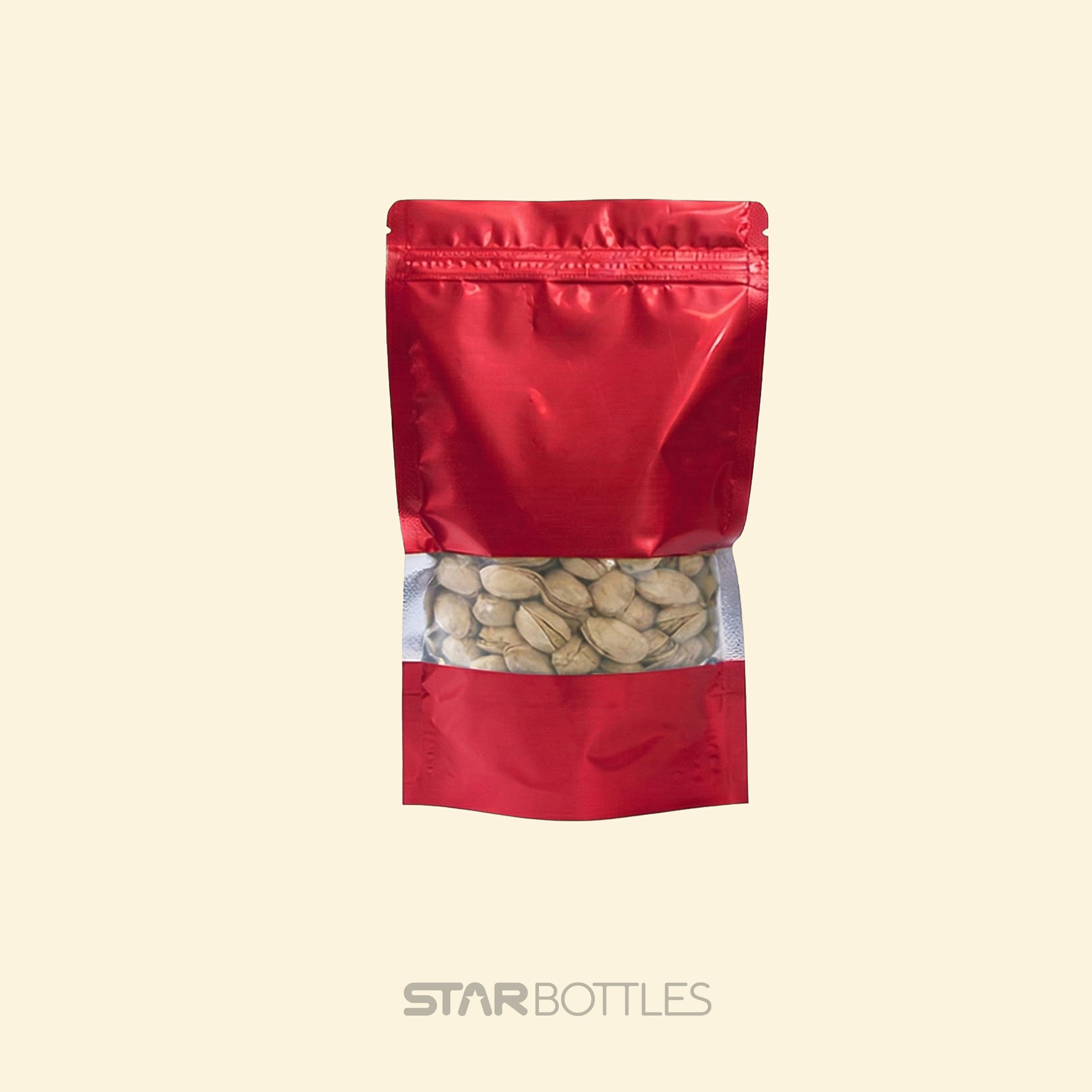 200 GM WINDOW POUCH RED ZIP